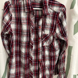 Wonens Red and Navy Plaid Shirt